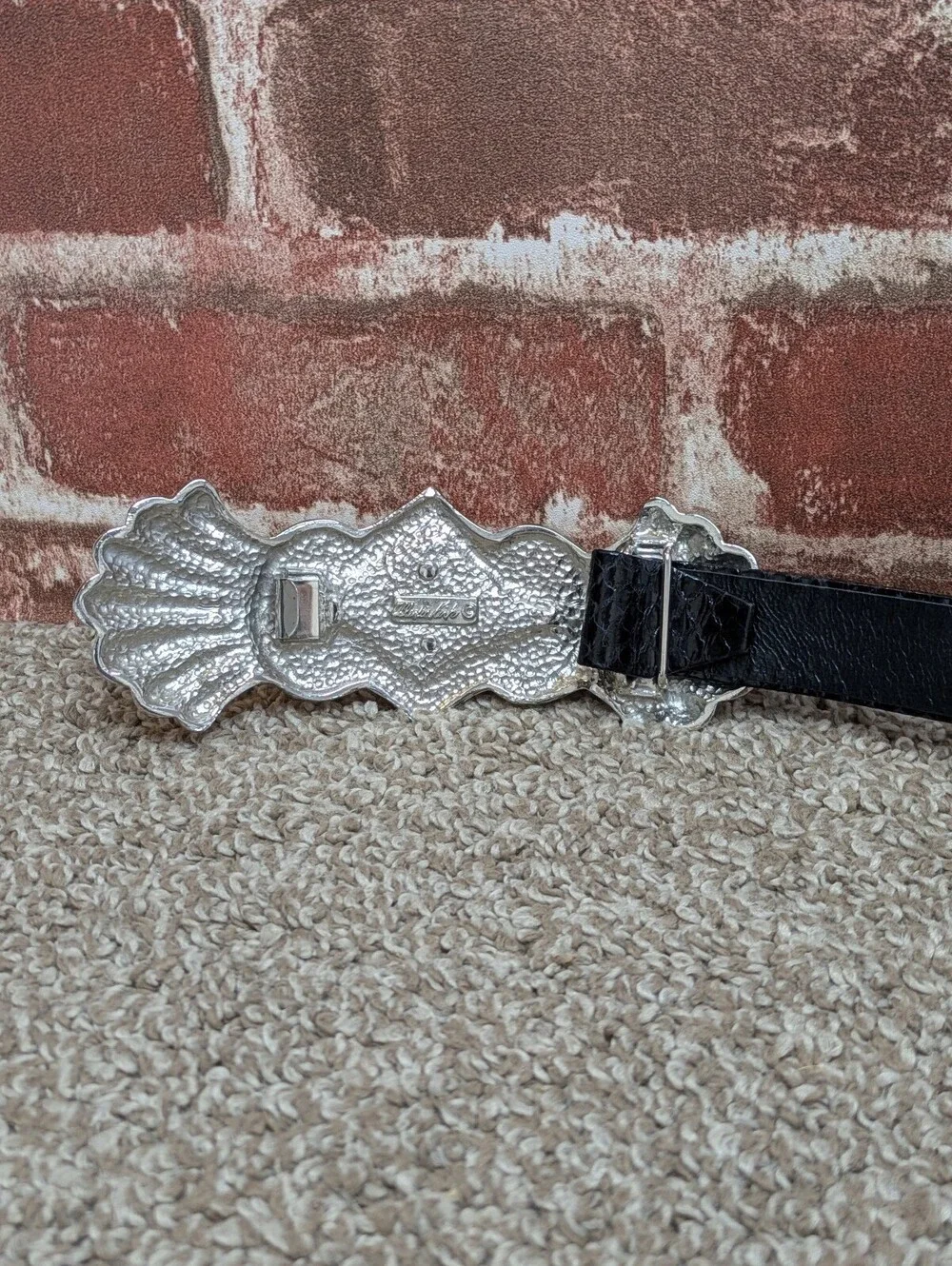 Alexis Kirk Vintage Black Genuine Snakeskin Leather Sculptural Belt 32